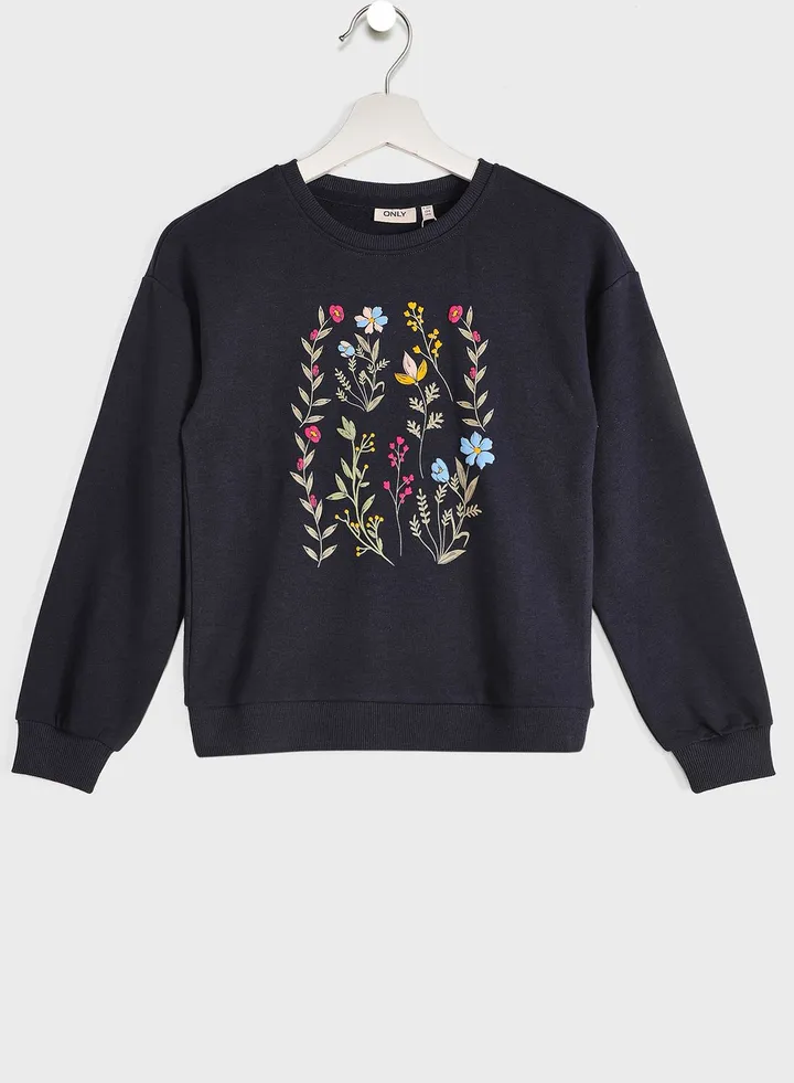 Kids Flower Print Sweatshirt