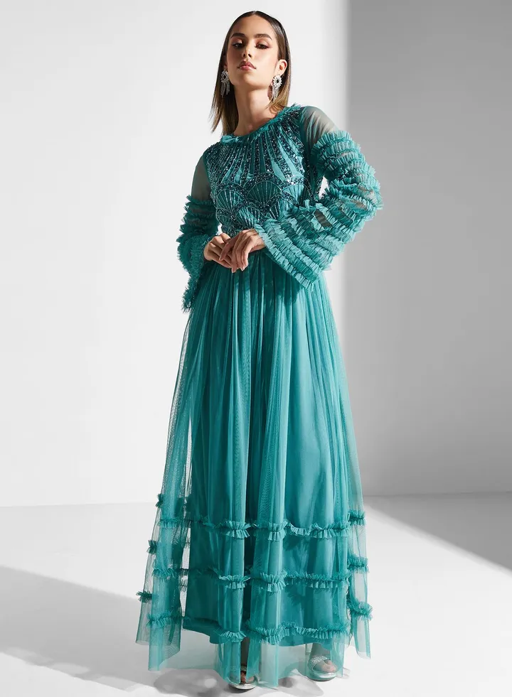 Embellished Crew Neck Dress