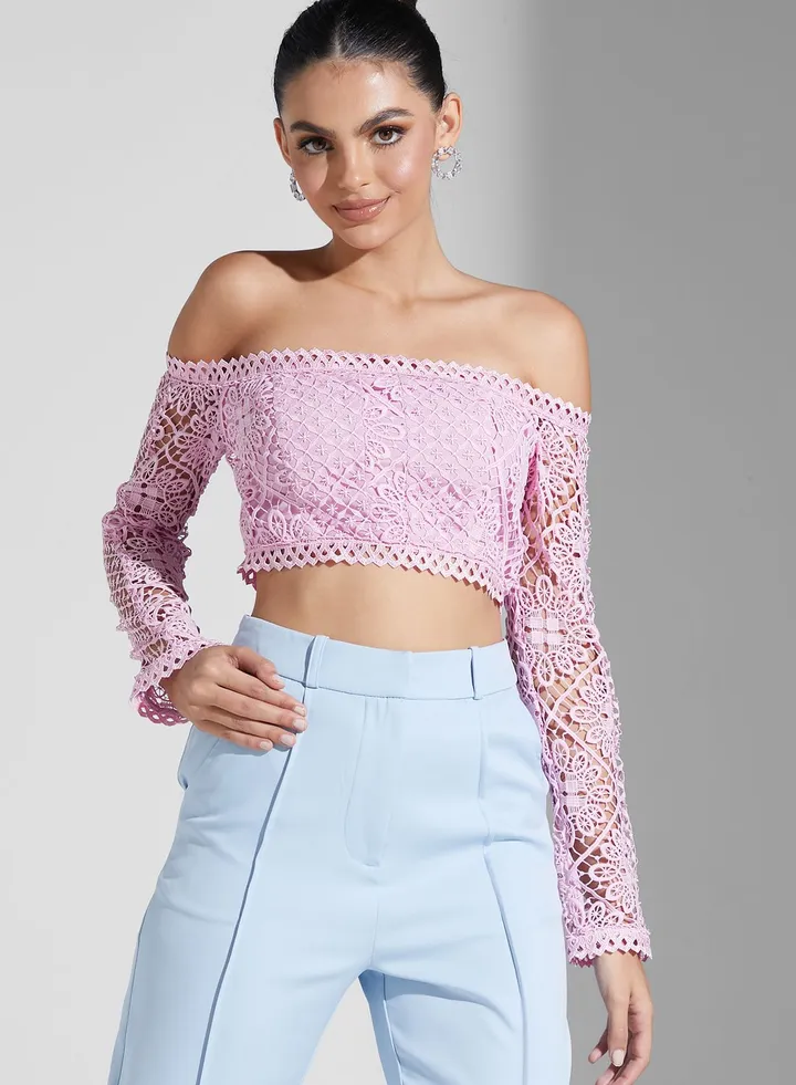 Bardot Knitted Crop Top