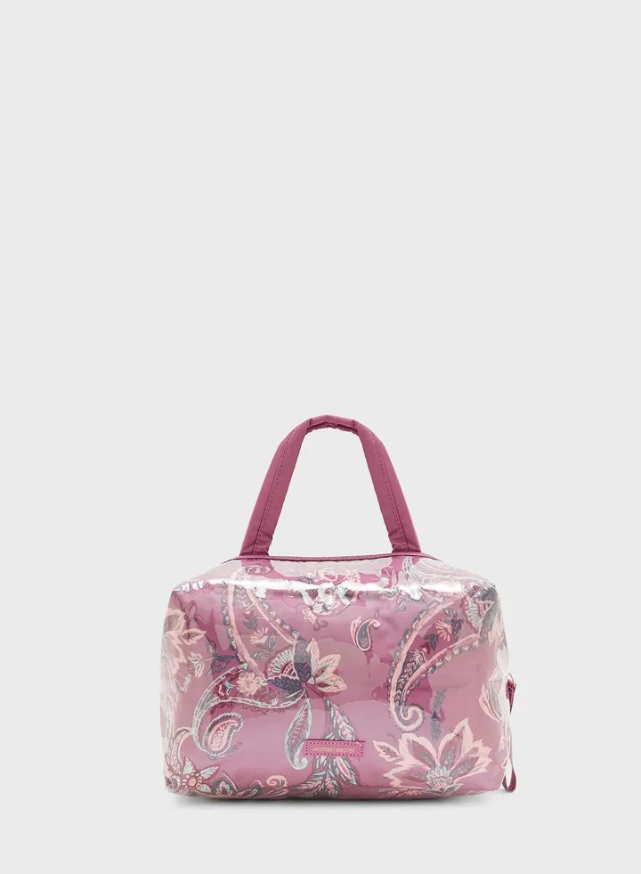 Top Handle Zip Over Printed Bag