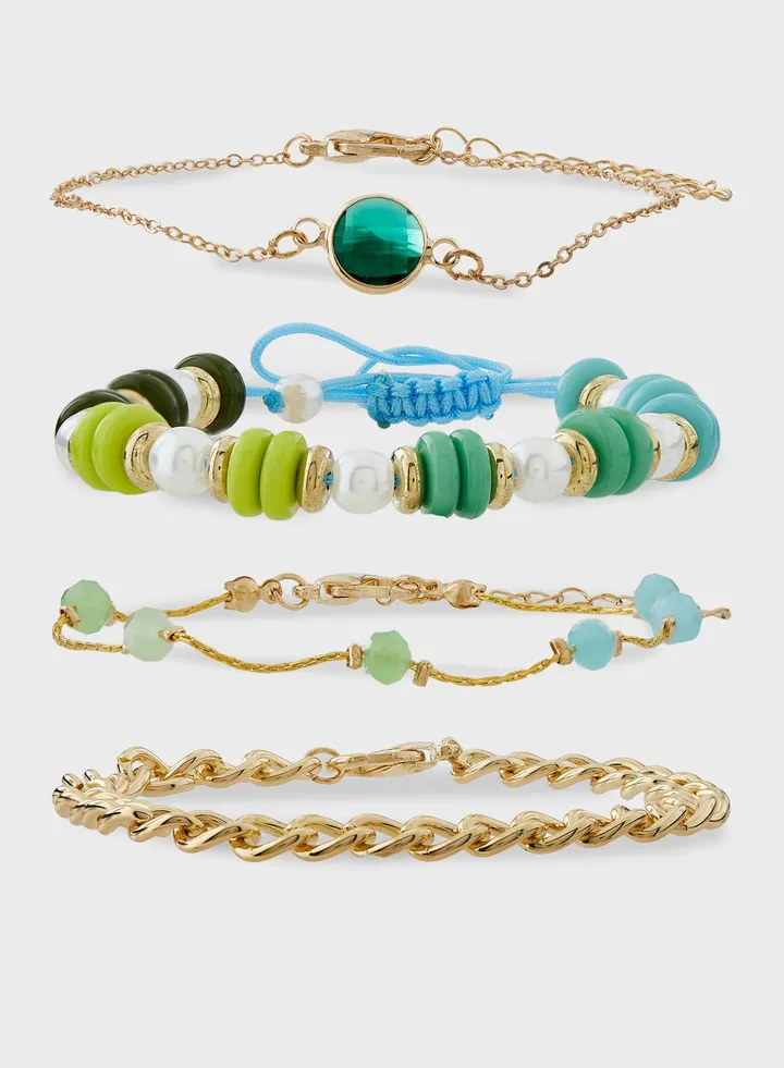 4 Pack Mix Beaded Bracelet Set