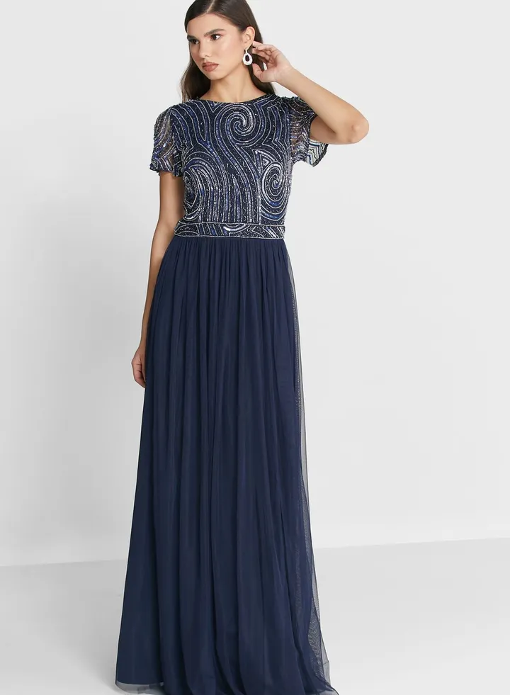 Sequin Mesh Detail Dress