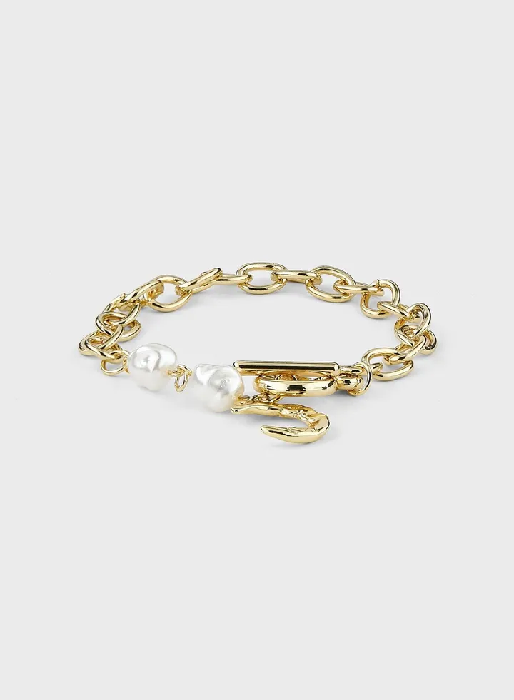Moon & Pearl Chain Bracelet