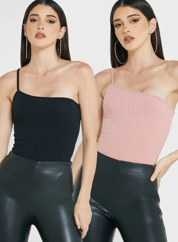 2 Pack Ribbed One Shoulder Body
