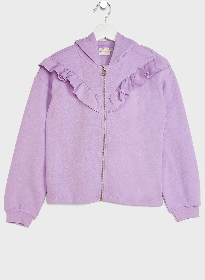 Kids Frill Zipper Hoodie