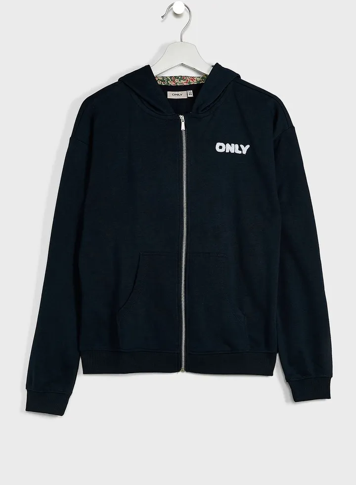 Kids Organic Logo Zip Through Hoodie
