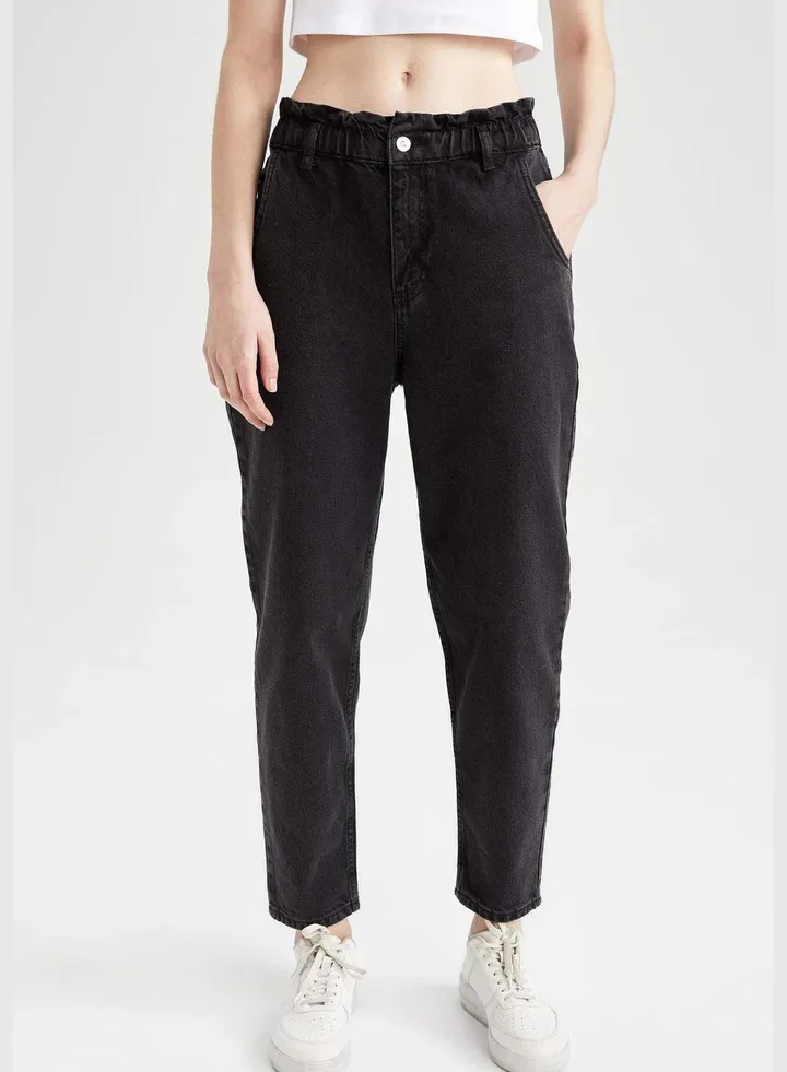 Woman Paperbag Denim Trousers