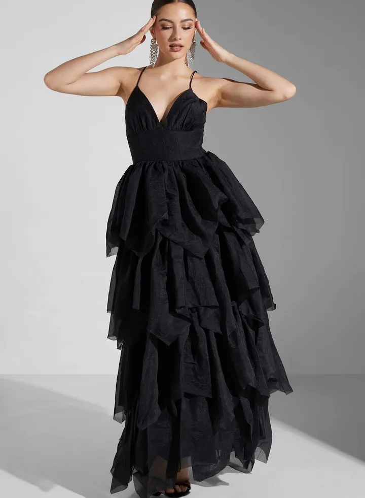 Strappy Ruffle Detail Dress