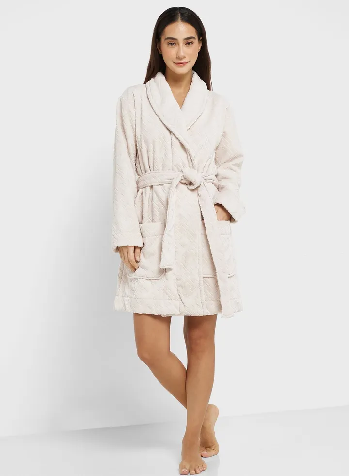 Printed Tie Detail Robe