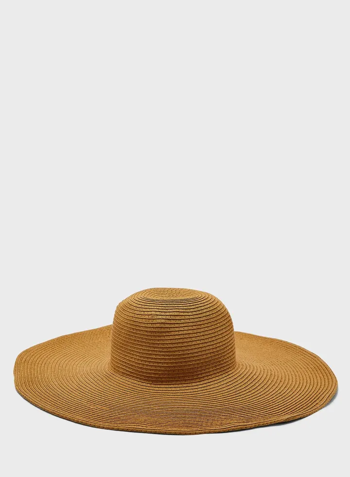 Wide Brim Straw Fedora Hat