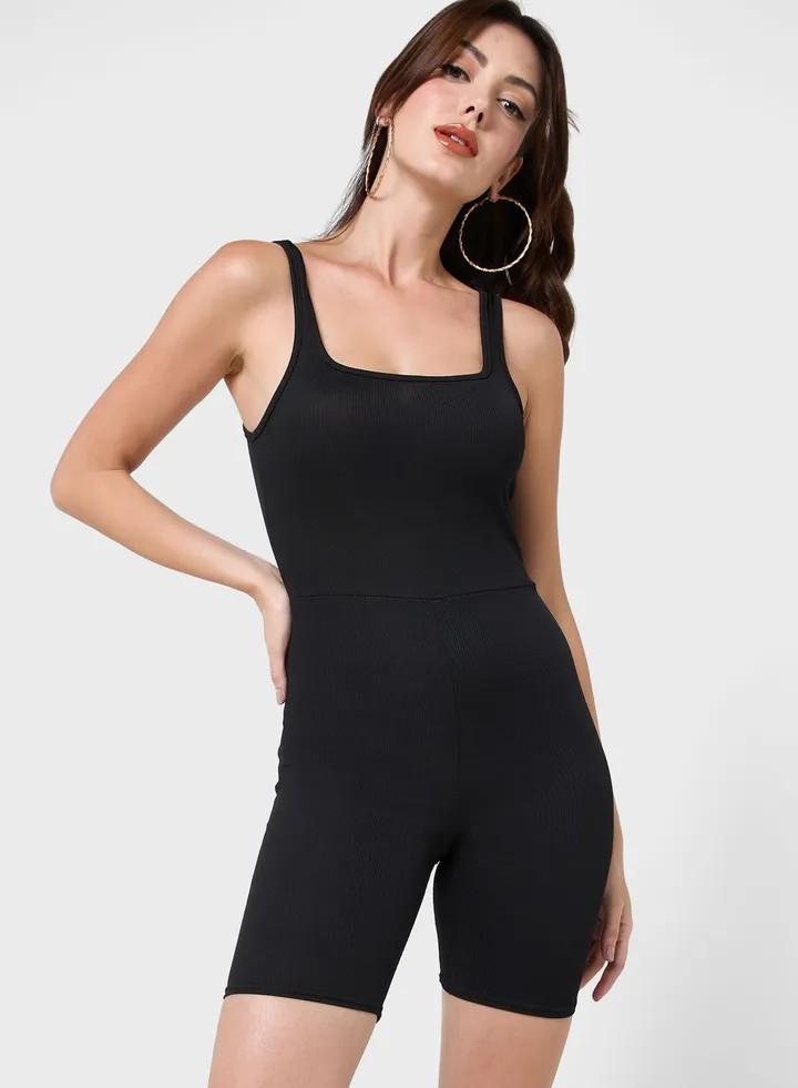Strappy Ribbed Unitard