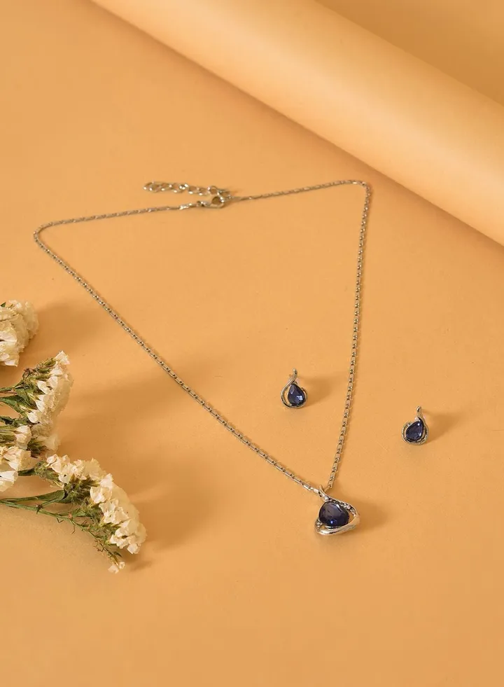 Pack of 3 Silver Plated American Diamond Necklace and Earring Set