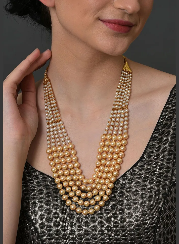 Pearl Beaded Gold Plated Necklace