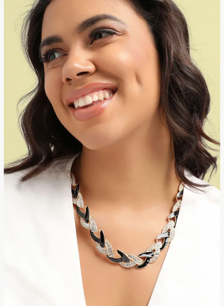 Gold Plated Designer Stone Party Wear Necklace For Women