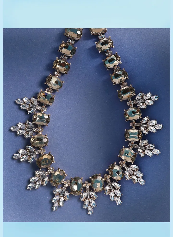 Silver Plated Designer Stone Party Necklace For Women