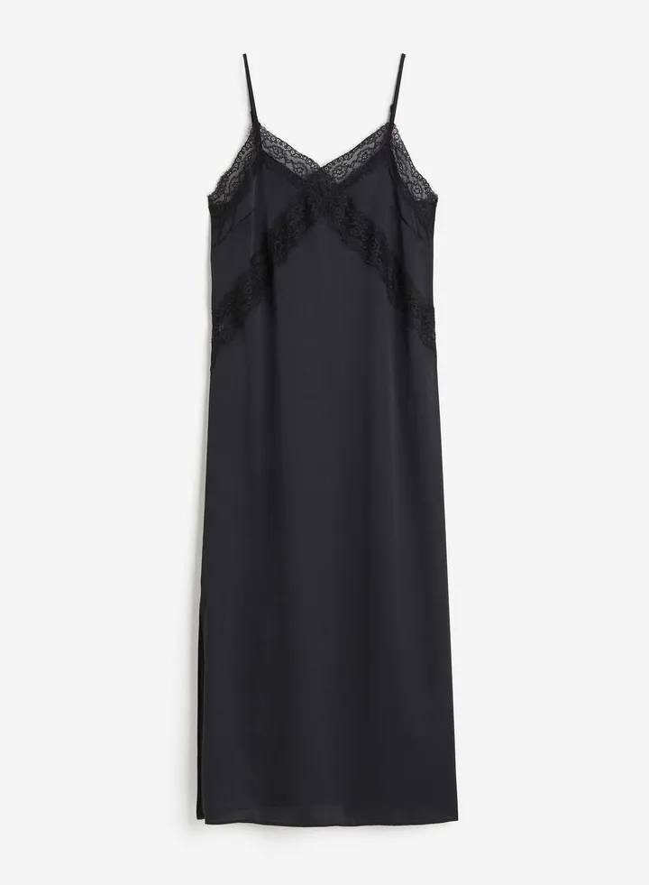 Lace Trim Satin Nightdress