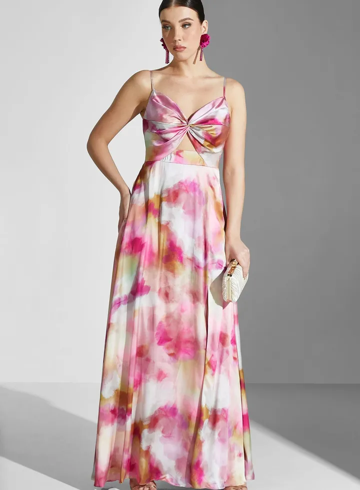 Floral Print Cut Out Dress