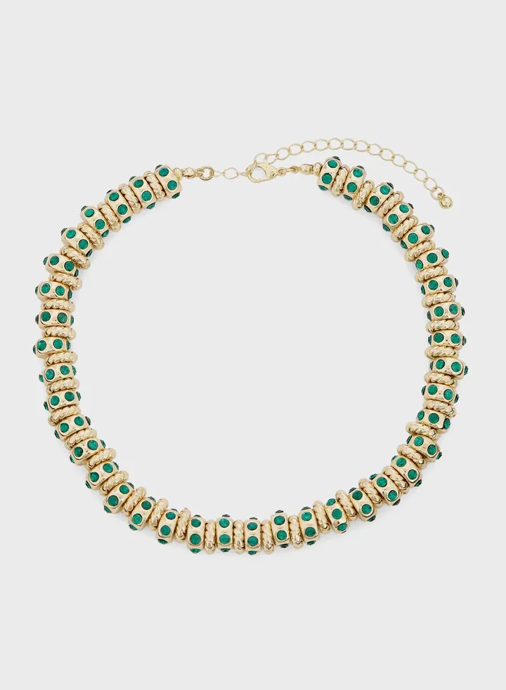 Glass Stone Embellished Necklace