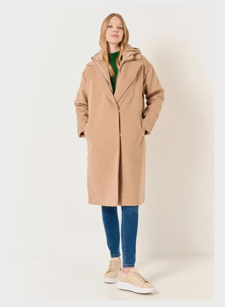 Pocket Detail Hooded Coat