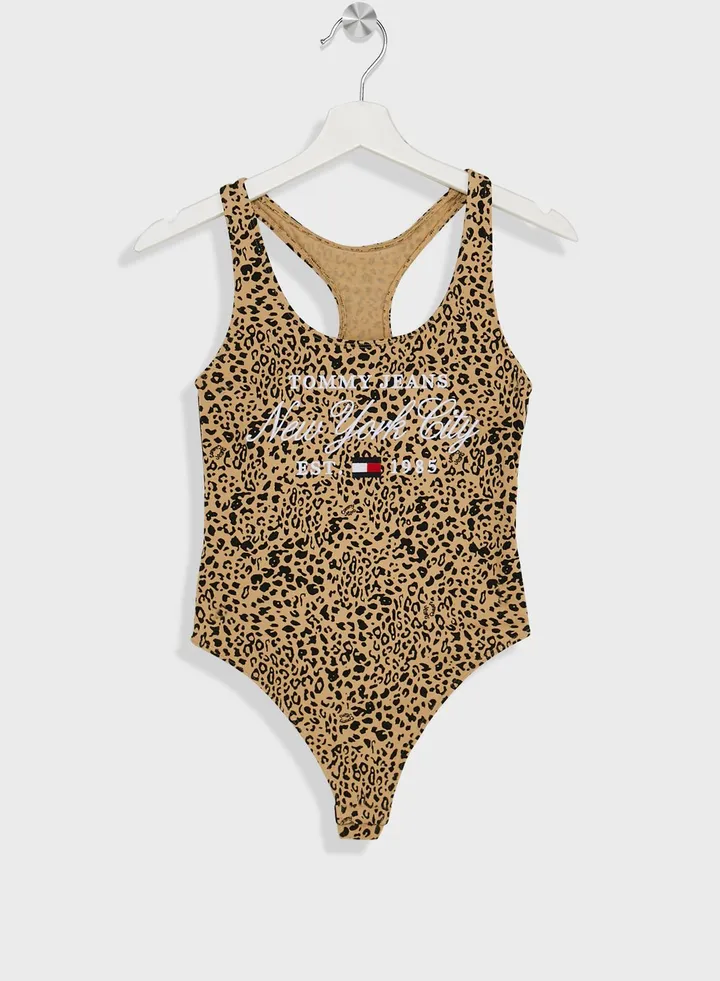High Leg Printed Bodysuit