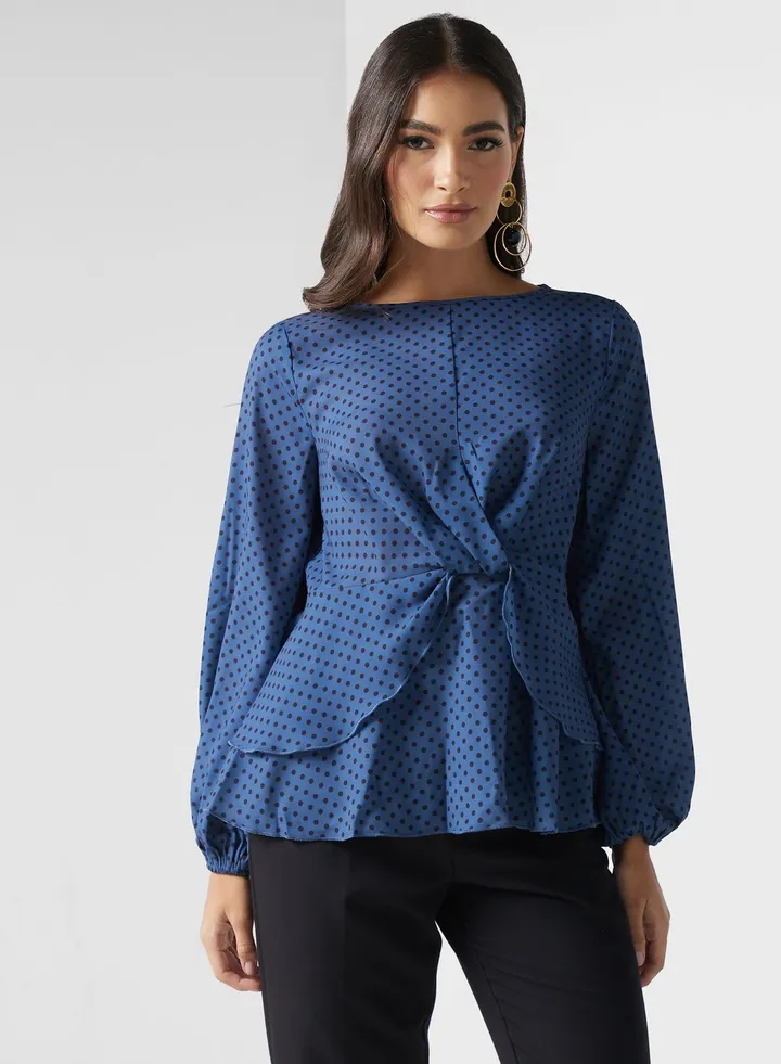 Puff Sleeve Printed Top