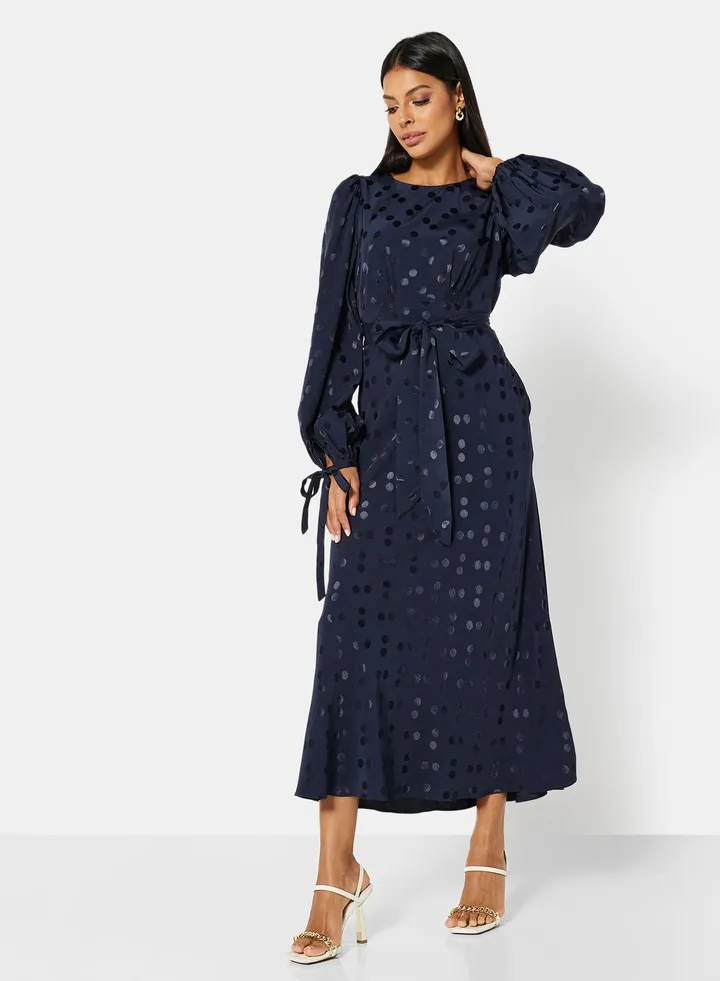 Spot Jacquard Maxi Dress