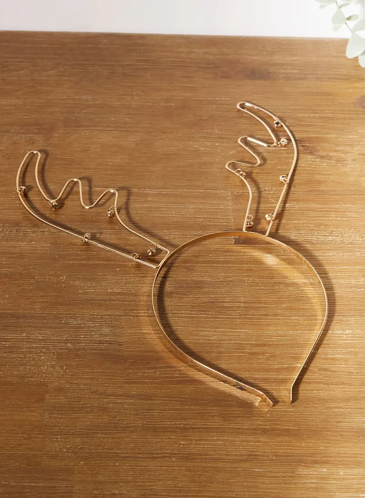 Headbands - Antler With Bells - Gold Wire