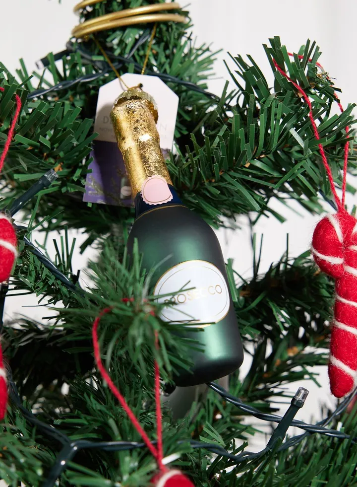 Novelty Prosecco Bottle Christmas Hanging Tree Decoration