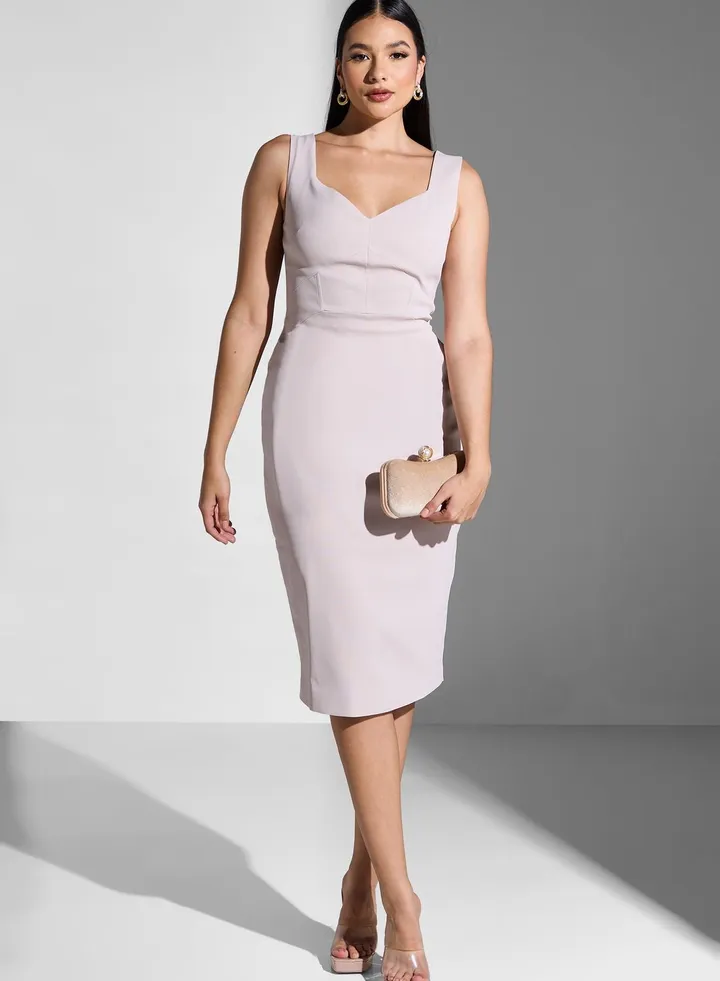 Sweetheart Neck Knitted Dress