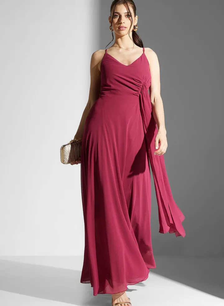 Strappy Front Knot Bridal Dress