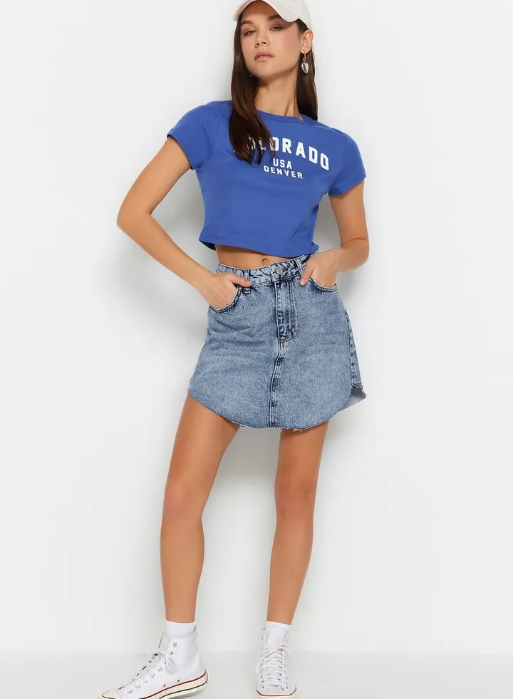 High Waist Denim Skirt