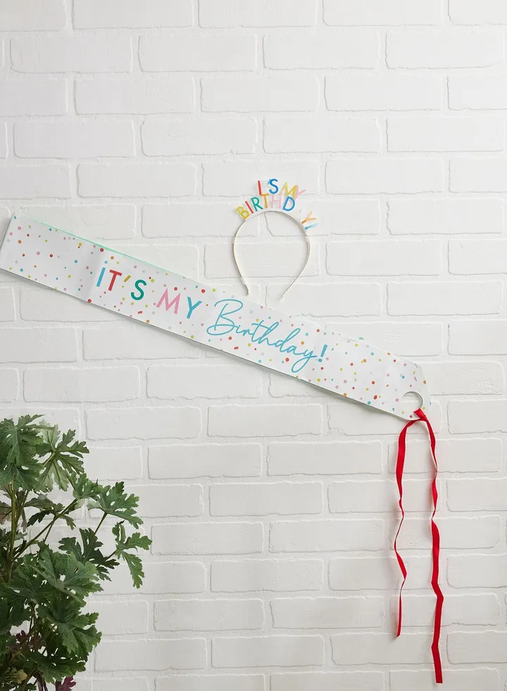 Sash & Headband Set - It'S My Birthday Paper Sash & Headband