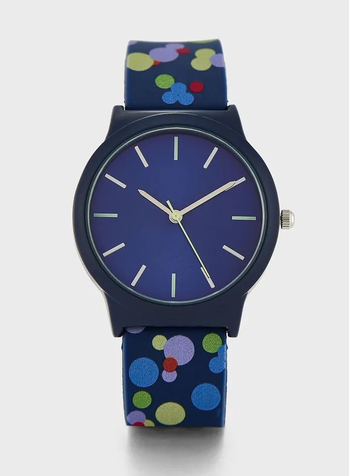Confetti Print Silicon Strap Analogue Watch