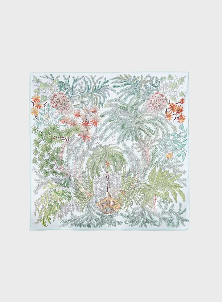 Tropical Print Silky Scarf