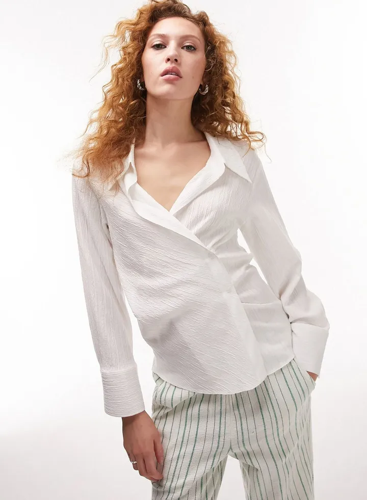Pocket Detail Wrap Top