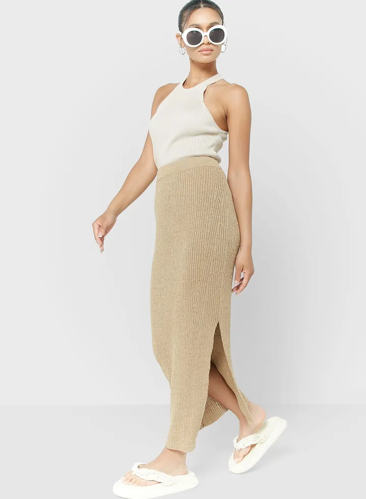 High Waist Knitted Skirt