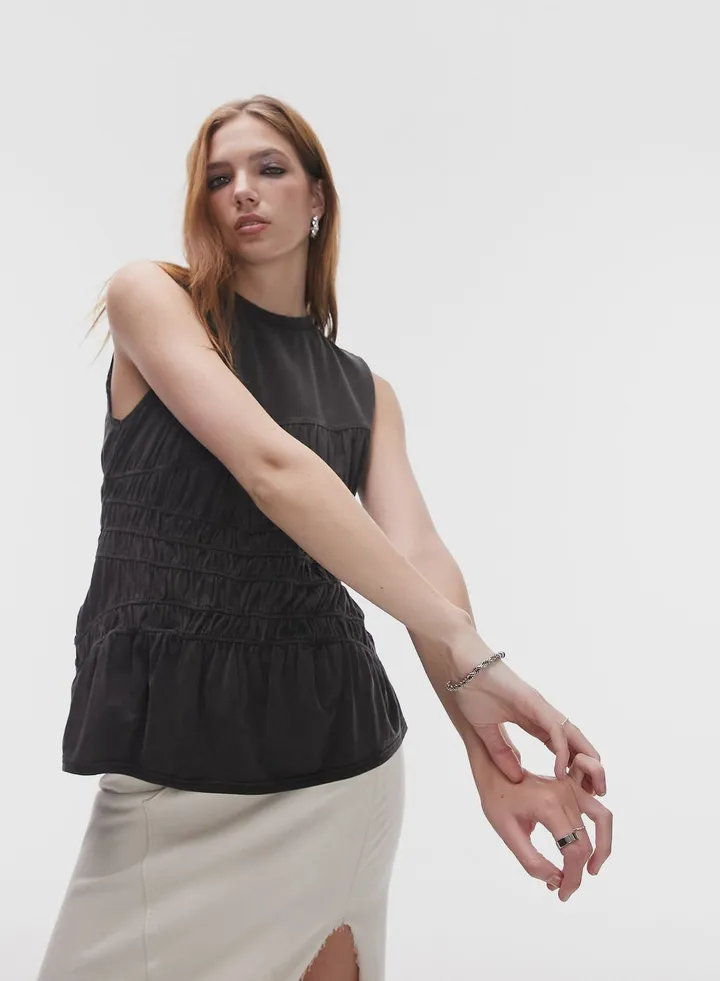 Shirred Knitted Tank Top