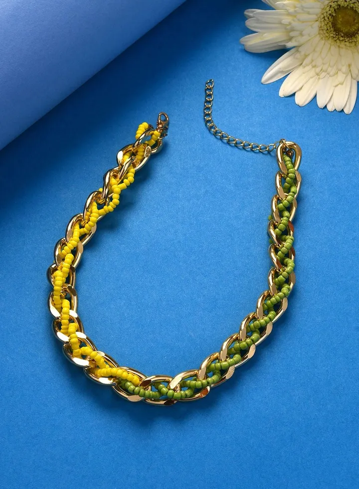 Gold Plated Necklace with Chain Detail