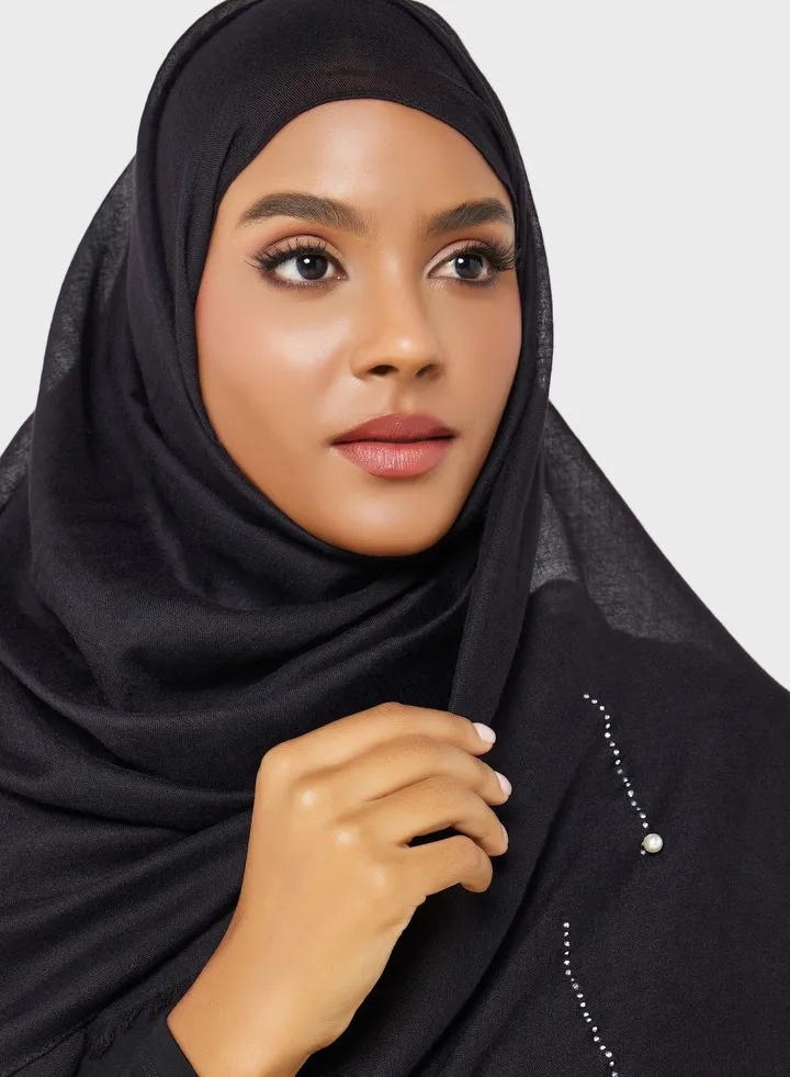 Pearl Detail Long Hijab Scarf