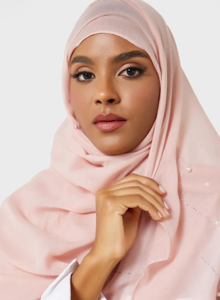 Pearl Detail Long Hijab Scarf