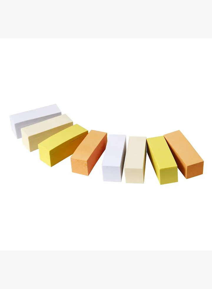 Tree Planting Wood Sticky Note Set, 100 Sheets, W 3 x L 1 cm, 8 Pieces, Yellow/ Orange/White/ Off White