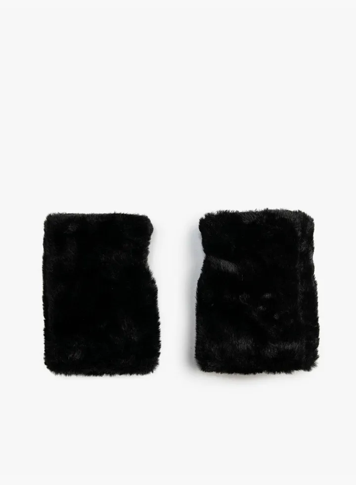 Faux Fur Gloves Fleece Lined