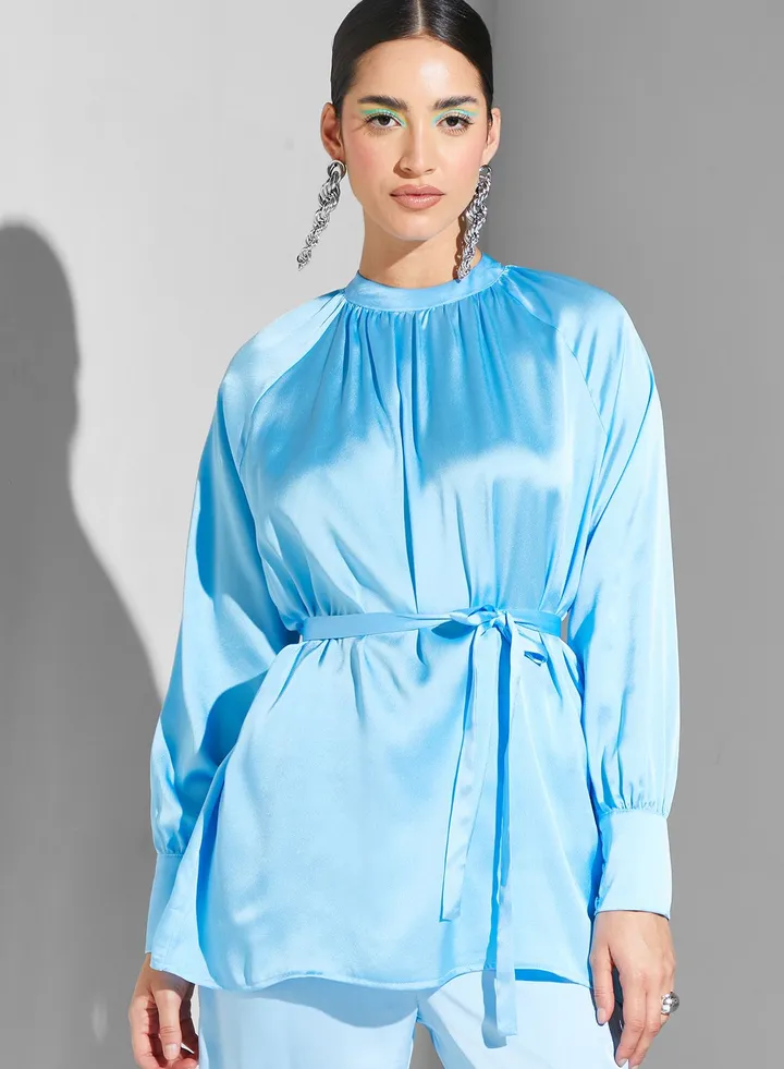 Satin Belted Blouse