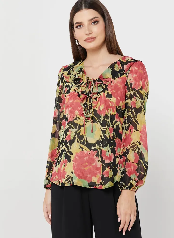 Balloon Sleeve Printed Top