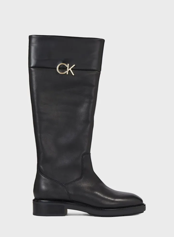 Rubber Sole Knee Boots