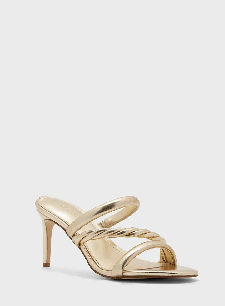 Pink Twisted Strap High Heel Sandals