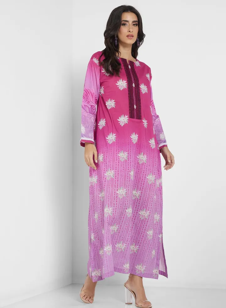 Side Slit Printed Jalabiya