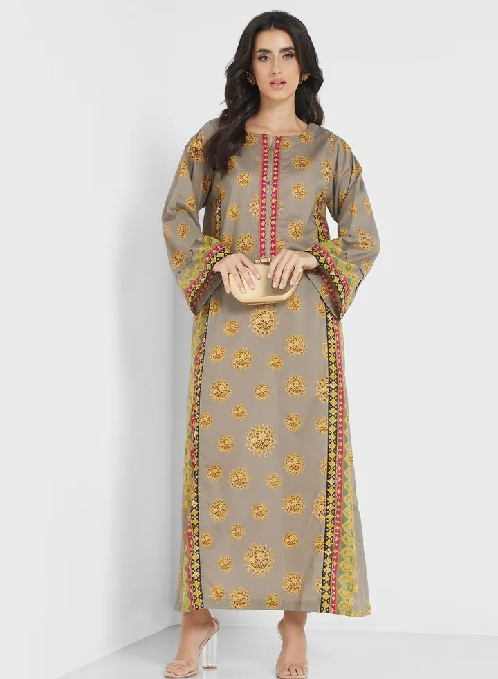 Side Slit Printed Jalabiya