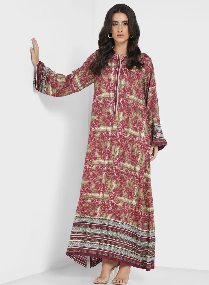 Side Slit Printed Jalabiya