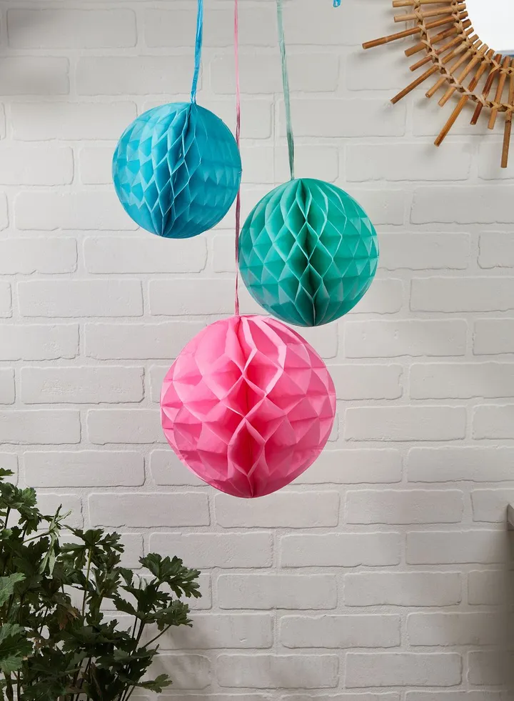 Pastel Honeycombs, 3Pk, 18Cm, 20Cm, 25Cm.